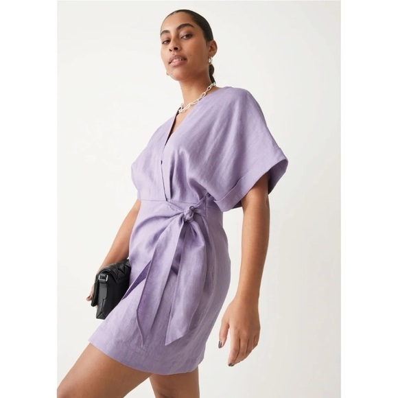 & Other Stories Dresses & Skirts - NWT & Other Stories Linen Wrap Mini Dress Lilac